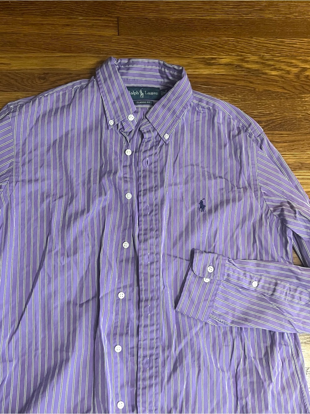 Ralph Lauren men’s shirt 16 classic fit purple striped button down cotton